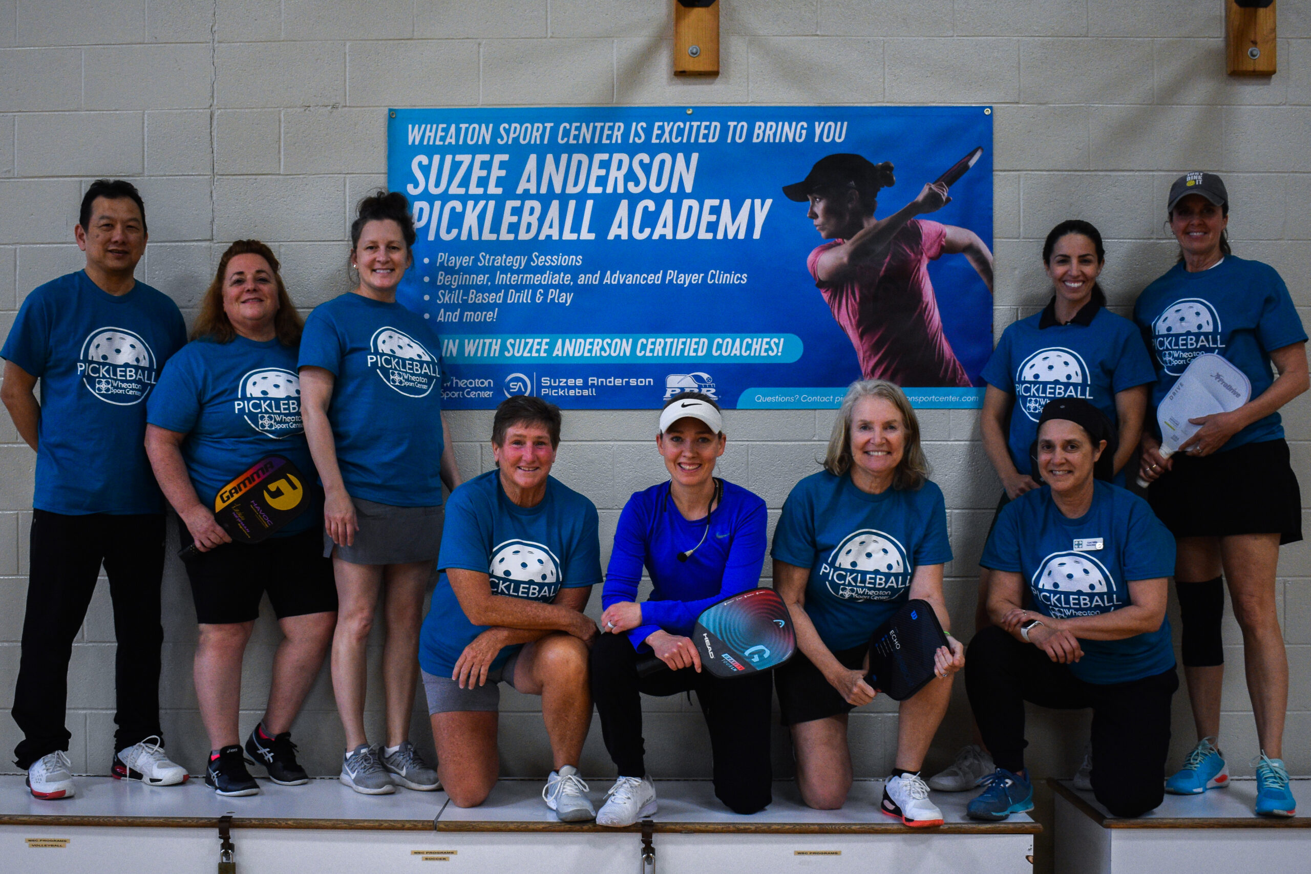 Suzee Anderson playing pickleball at Wheaton Sport Center, Rating Clinic Professionals