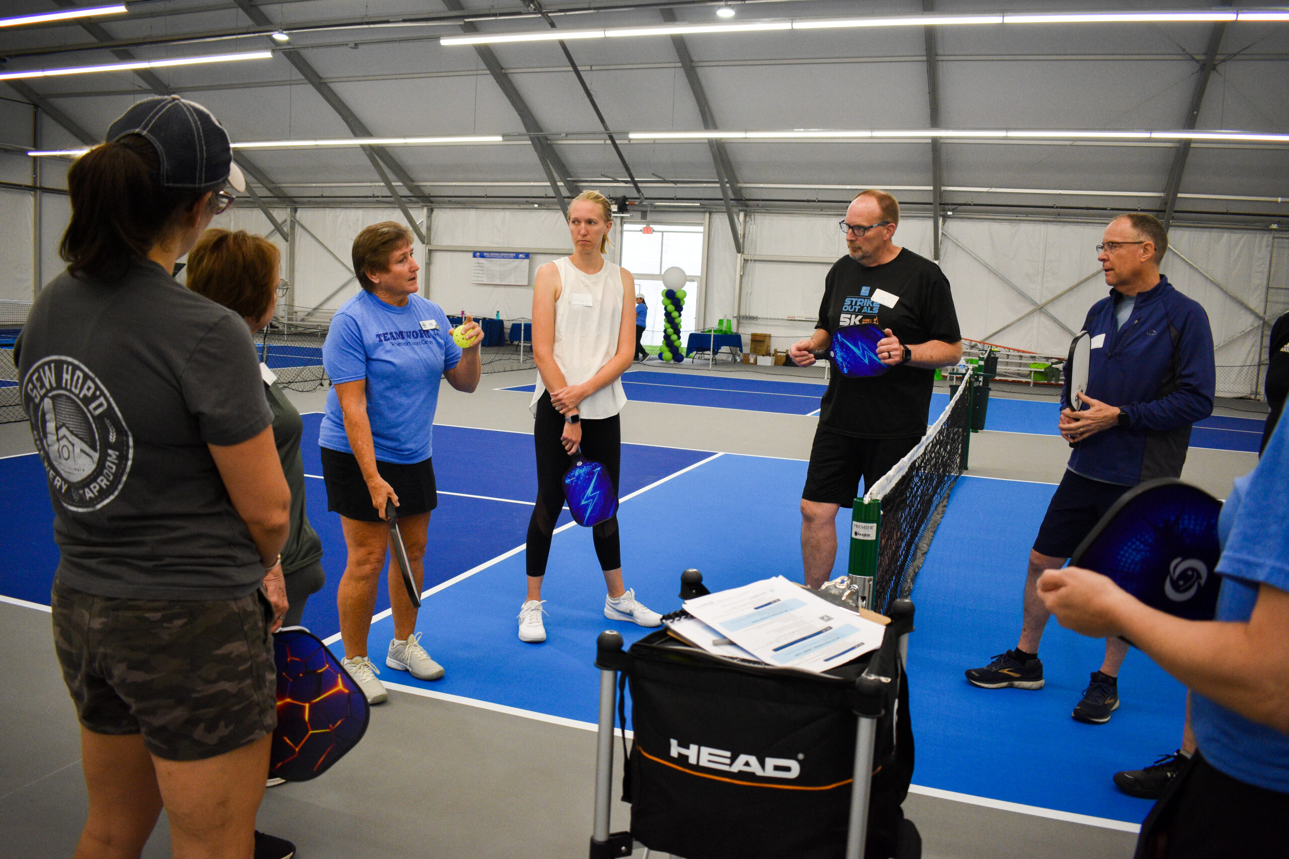 Wheaton Sport Center people playing pickleball in new Pickleball Pavilion