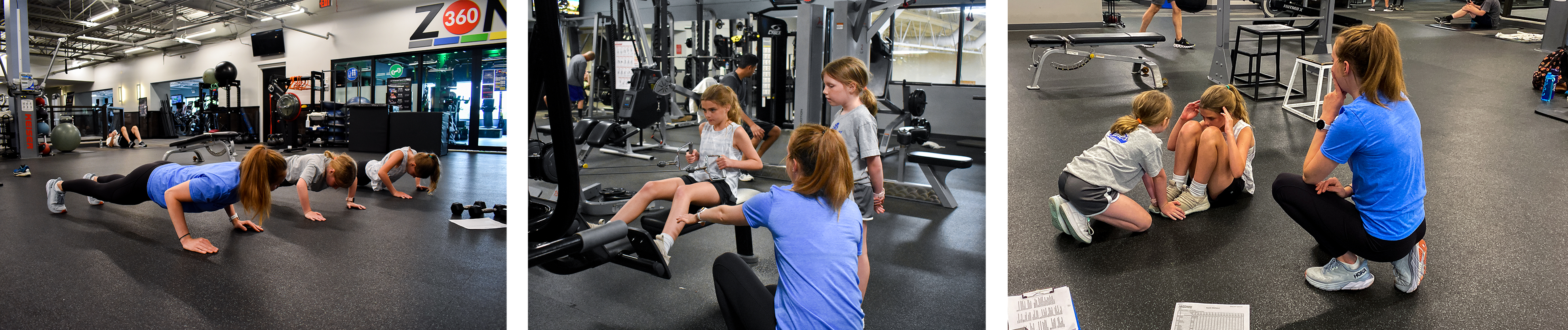 Wheaton Sport Center 2 youths learning to use fitness equipment, youth certification