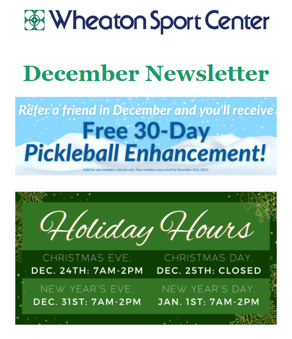 Wheaton Sport Center December 2023 Newsletter