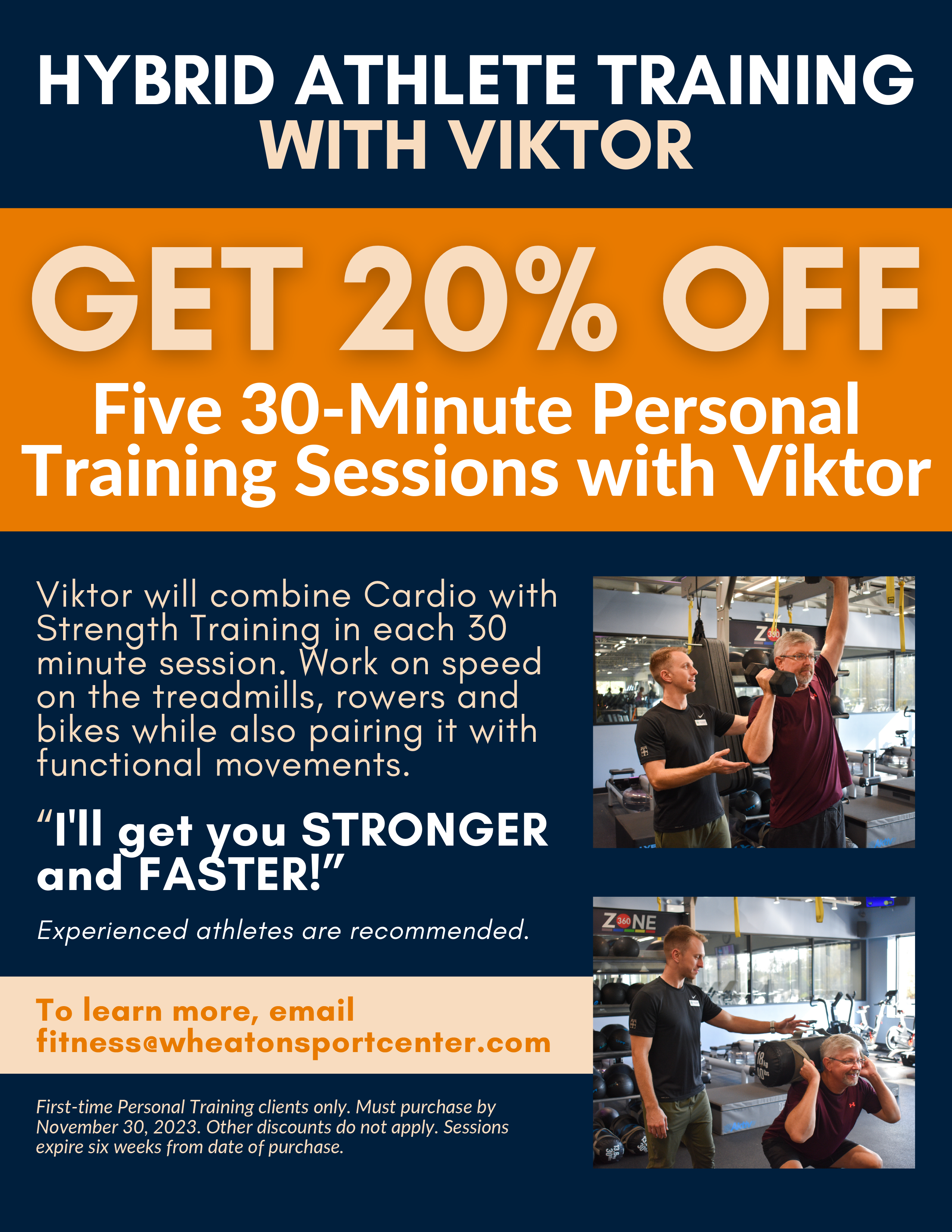 Wheaton Sport Center 20% off Five 30-minute personal training sessions with Viktor.