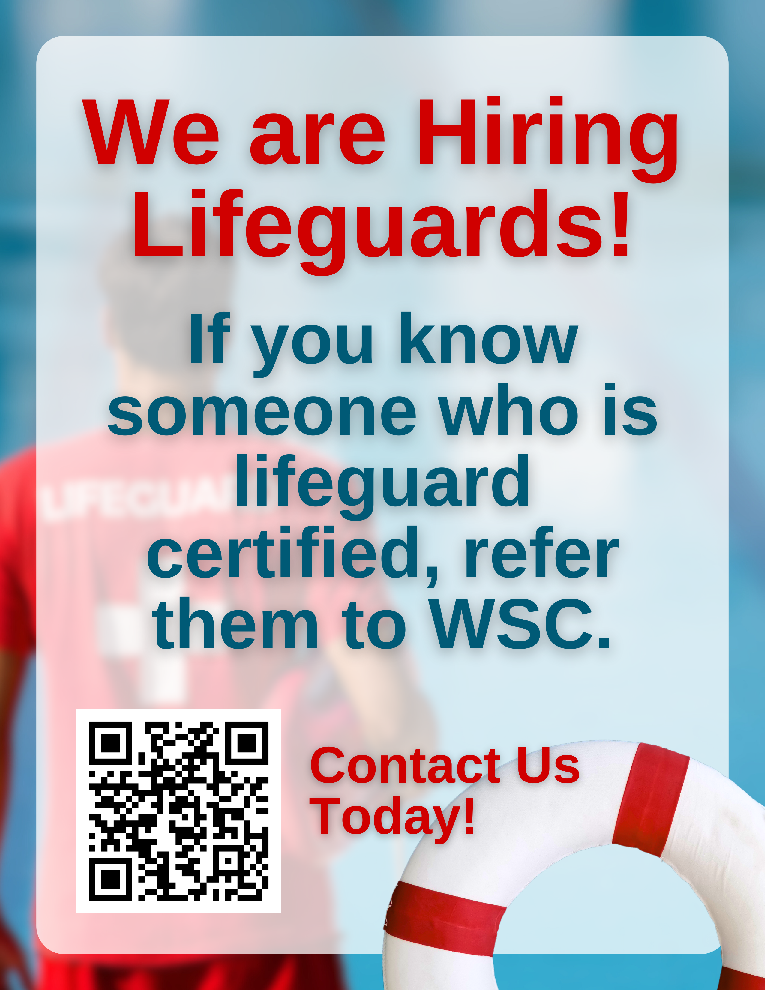 Wheaton Sport Center Aquatics Hiring Certified Lifeguards, email aquatics@wheatonsportcenter.com
