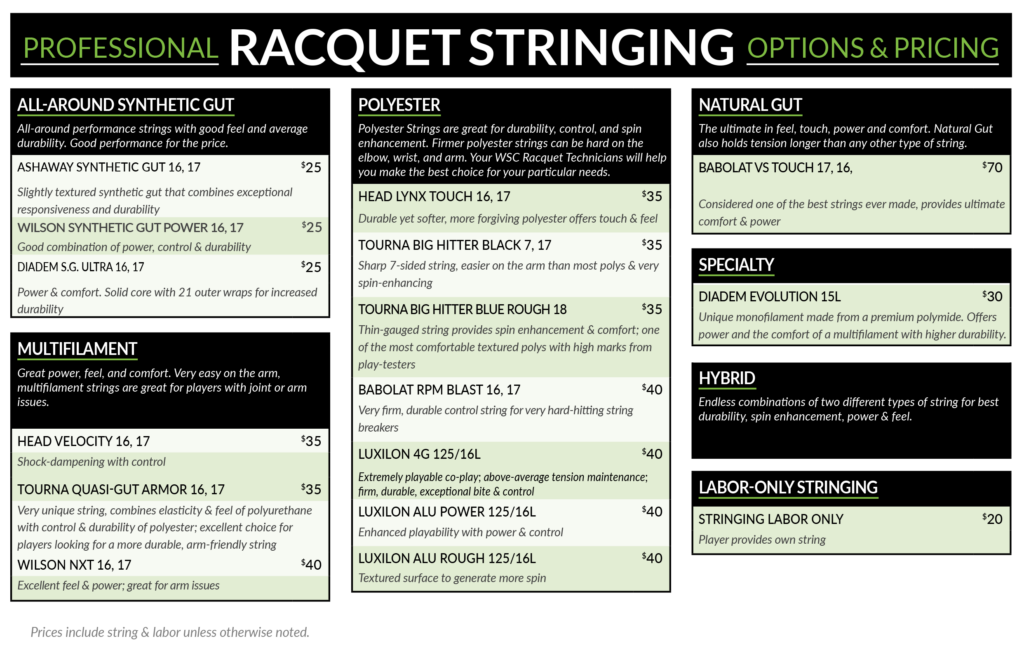 Wheaton Sport Center Professional Racquet Stringing 2024 2