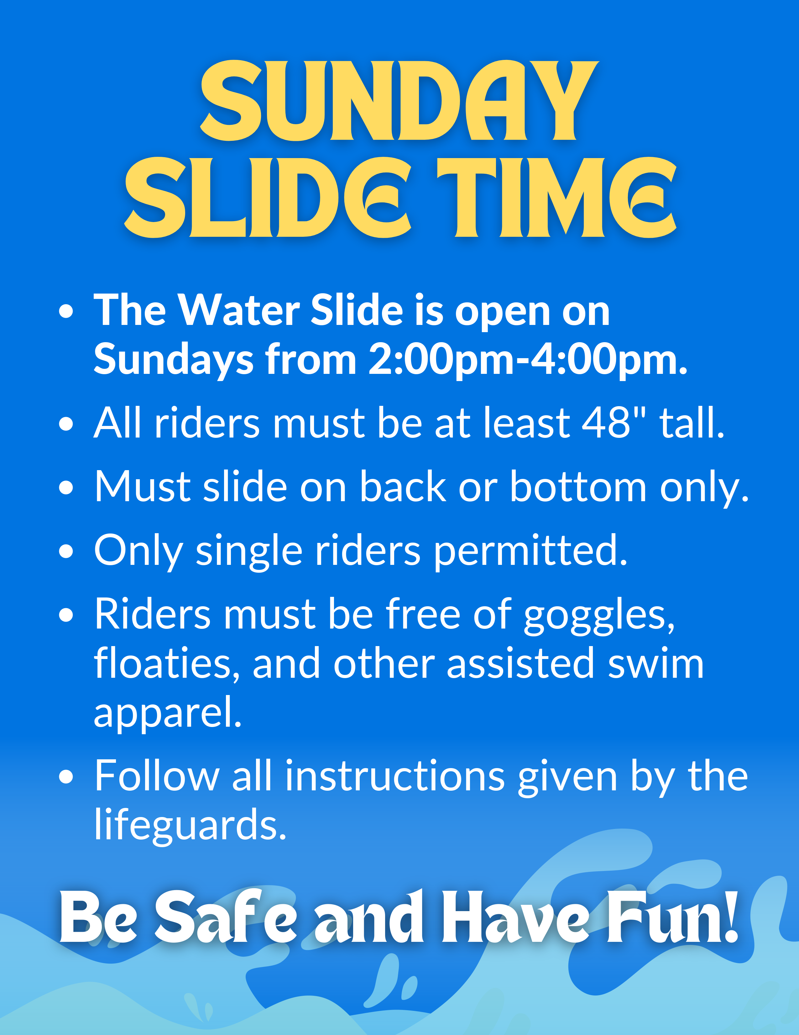 Wheaton Sport Center Sunday Slide Time Policies