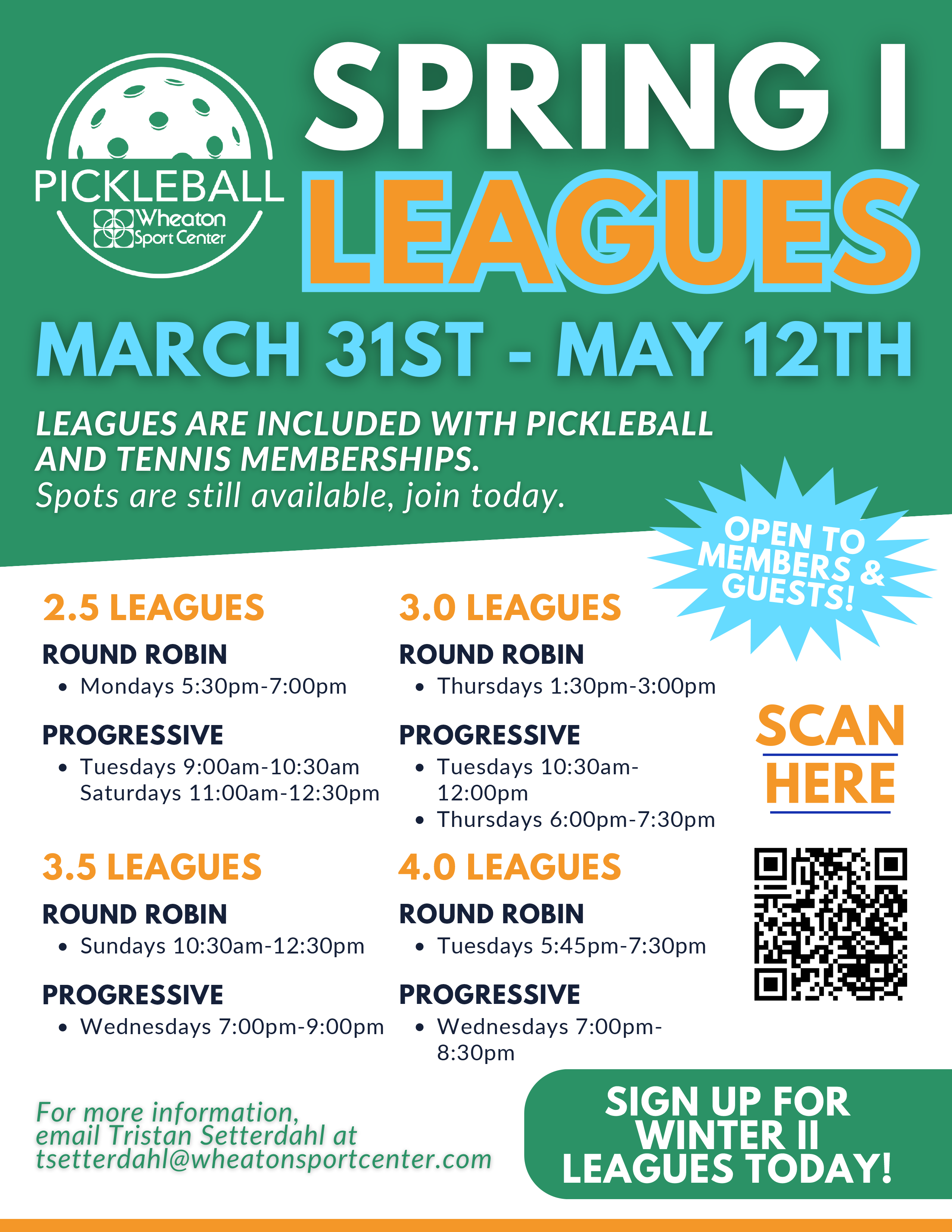 Wheaton Sport Center Pickleball Promos - Spring I Leagues