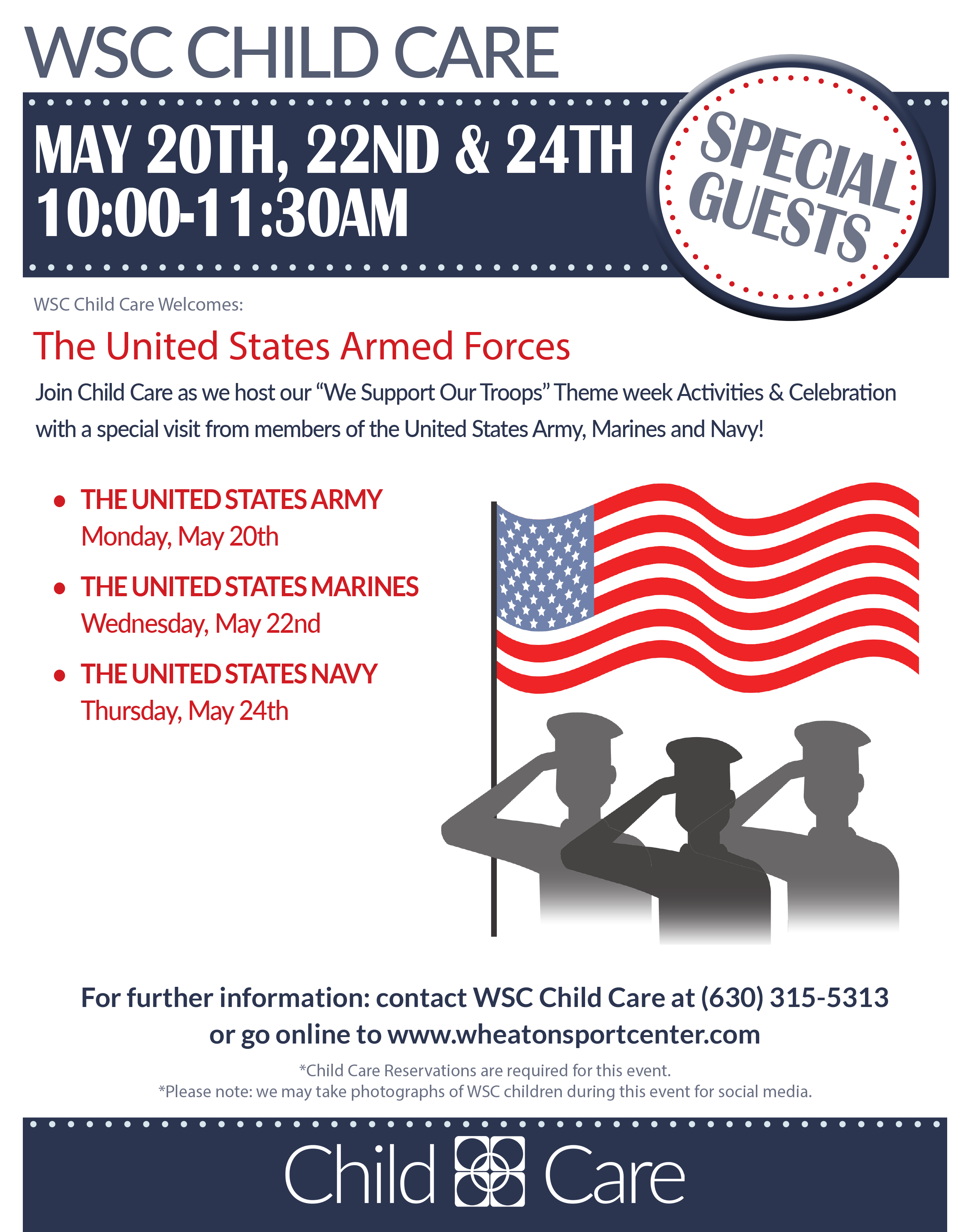 Wheaton Sport Center CC Guests (Armed Forces) - May 20, 22 and 24th 10-11:30am