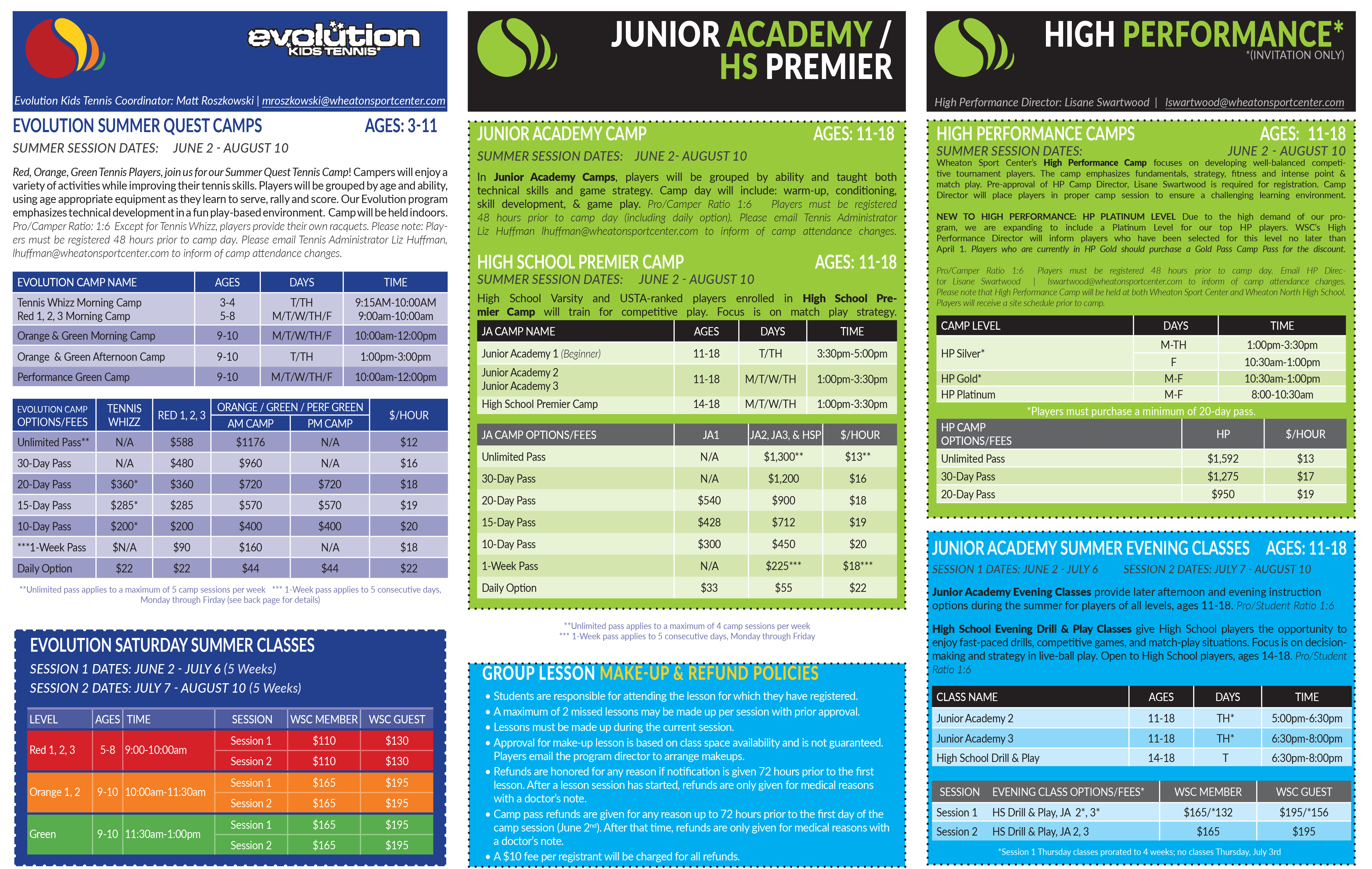 Wheaton Sport Center Youth Tennis Camp - SUMMER 4.25