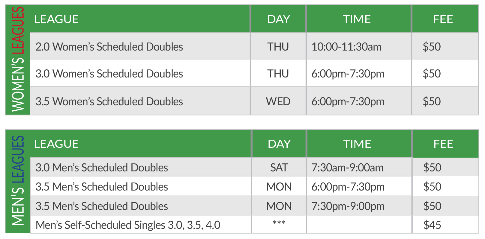 Wheaton Sport Center Adult In House Tennis Leagues