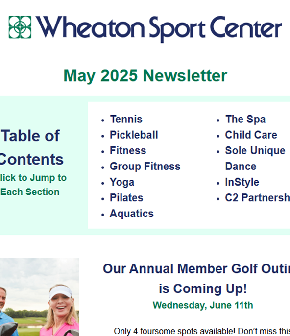 Wheaton Sport Center May 2025 Newsletter