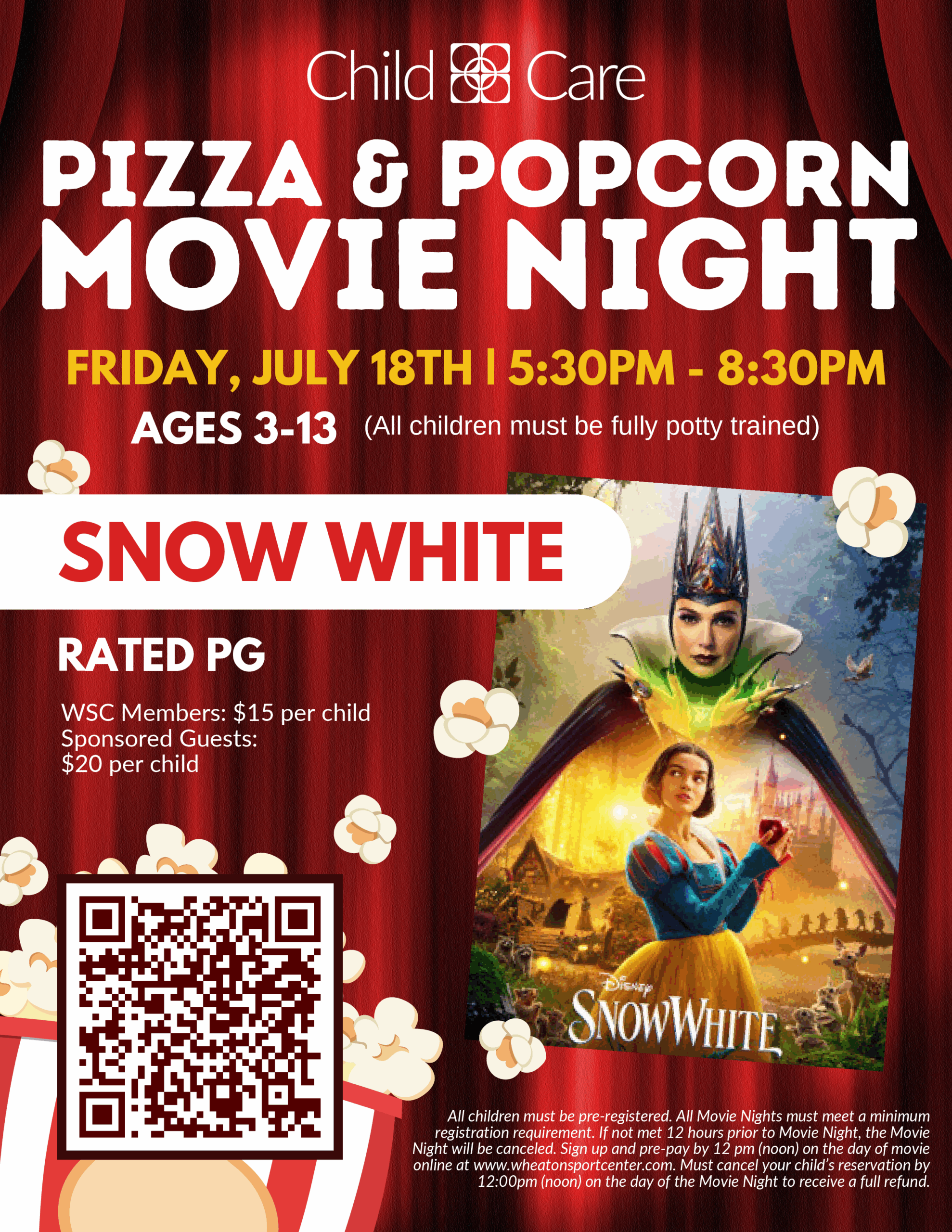 Wheaton Sport Center Child Care Movie Night Snow White