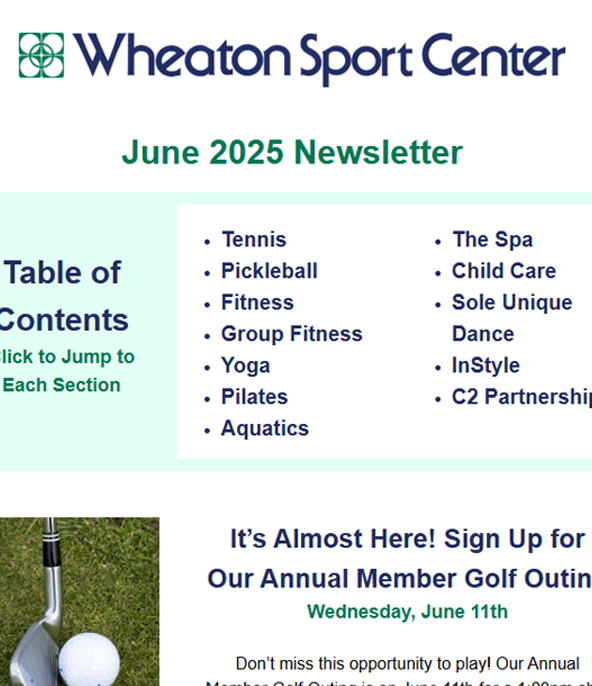 Wheaton Sport Center June Newsletter