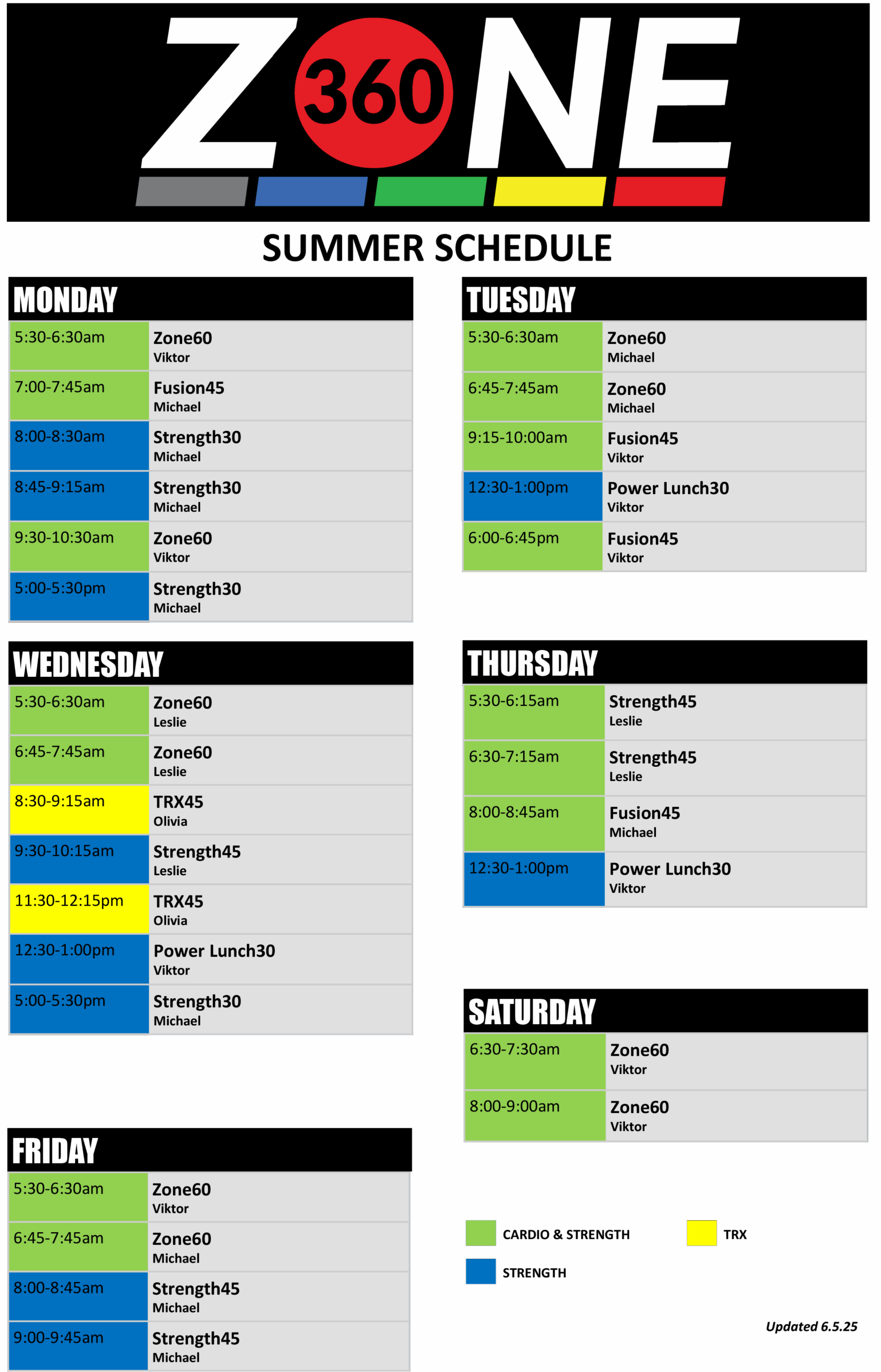 Wheaton Sport Center Zone360 Schedule 2025 Summer
