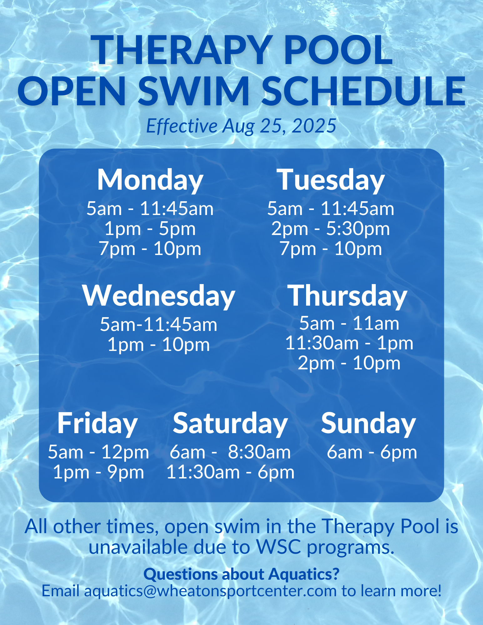 Wheaton Sport Center Fall Open Swim