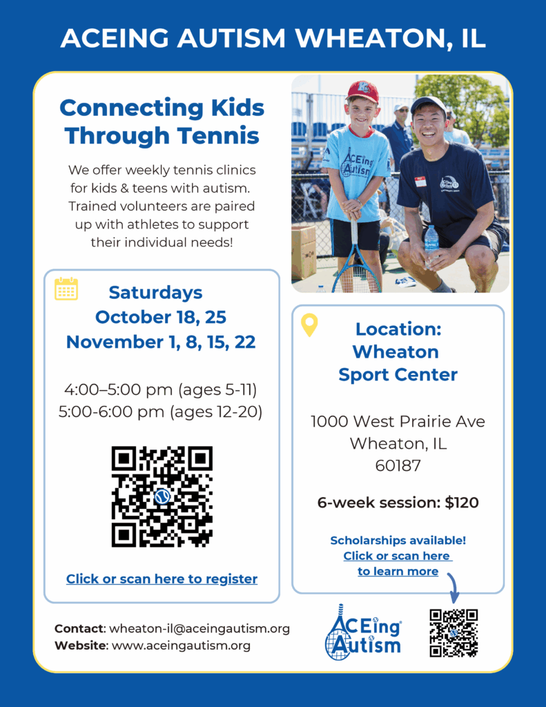 Wheaton Sport Center Aceing Autism Participant Flyer Fall 2025