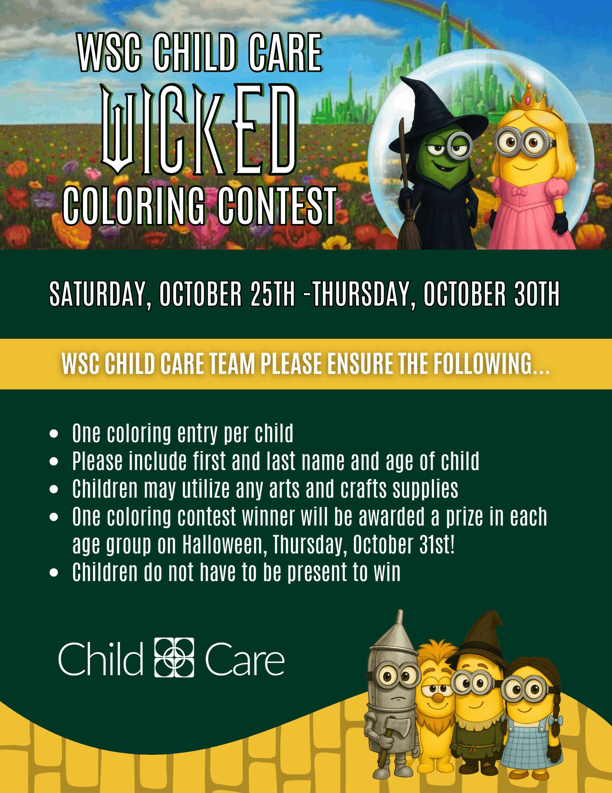 Wheaton Sport Center Child Care Wicked Coloring Contest