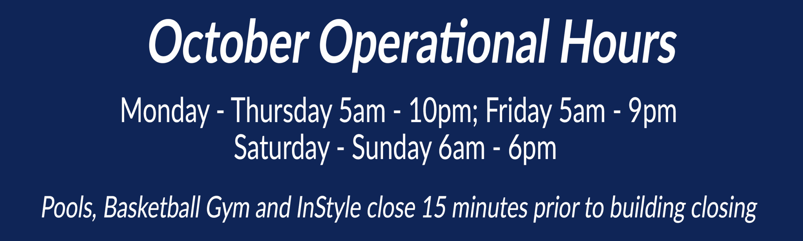 Wheaton Sport Center Monthly Club Operational Hours Oct 2025
