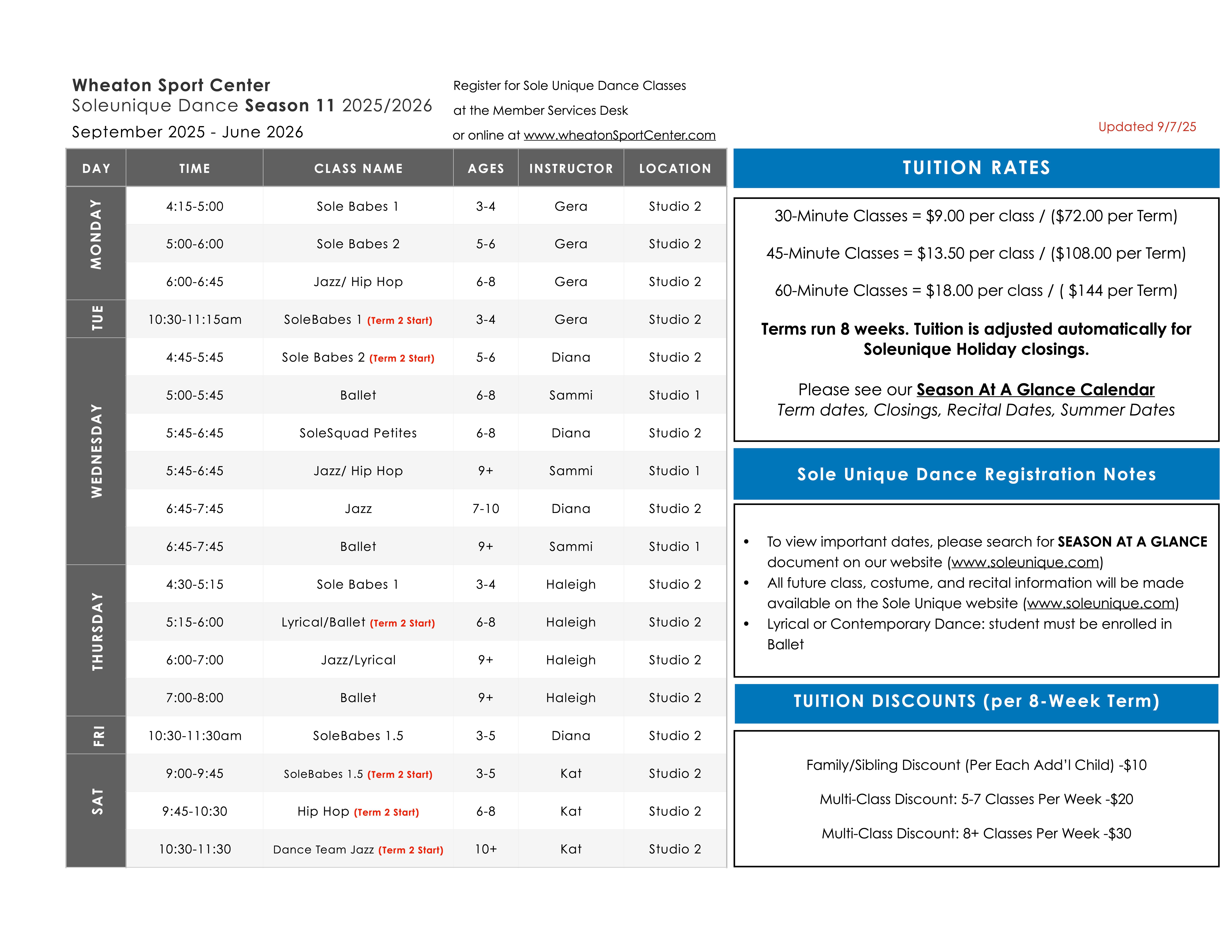 Wheaton Sport Center SUDC 2025-26 Dance Schedule wsc_s11_schedule_v4