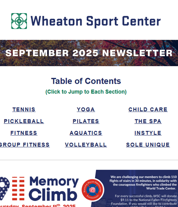 Wheaton Sport Center September Newsletter 2025