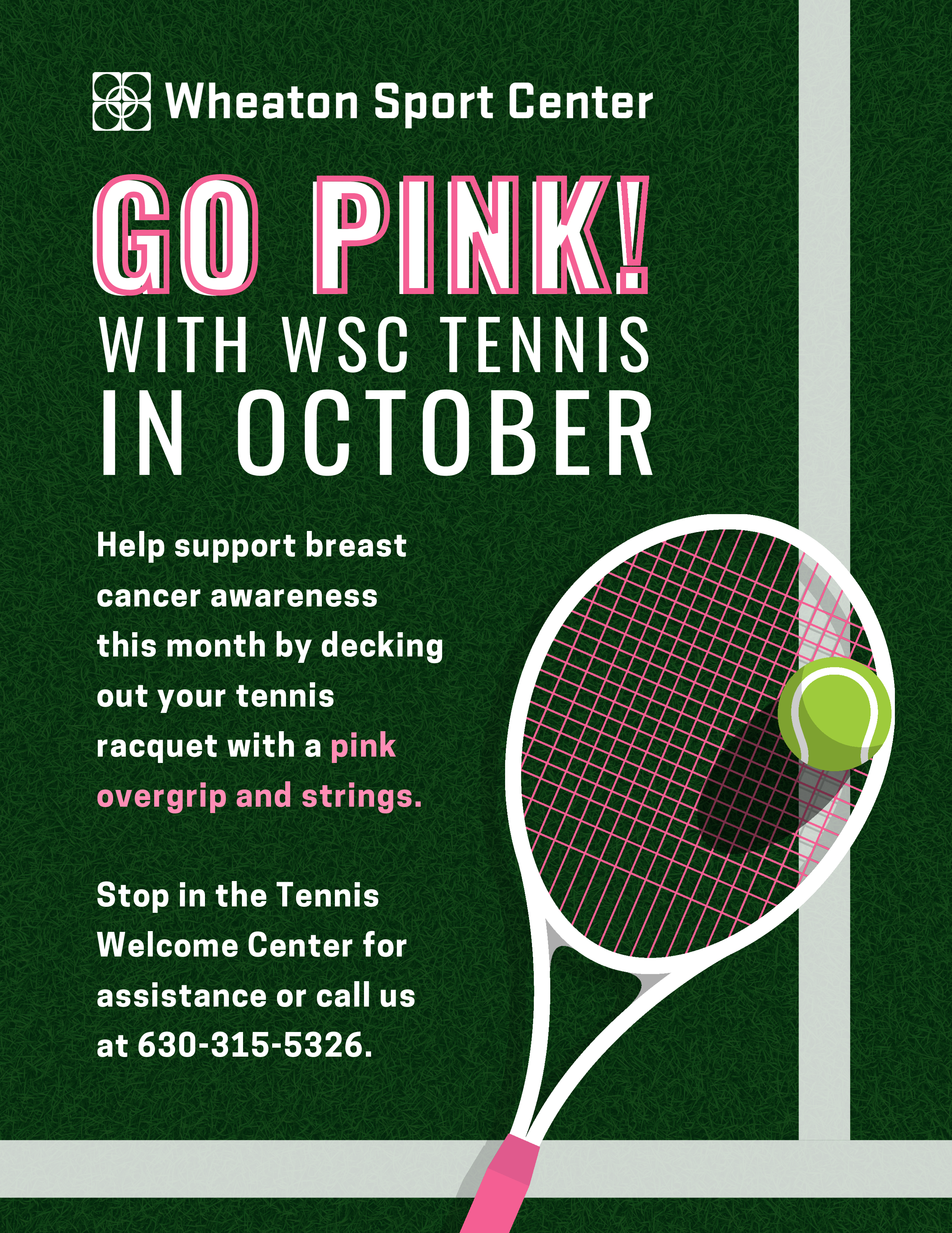 Wheaton Sport Center Tennis October Go Pink