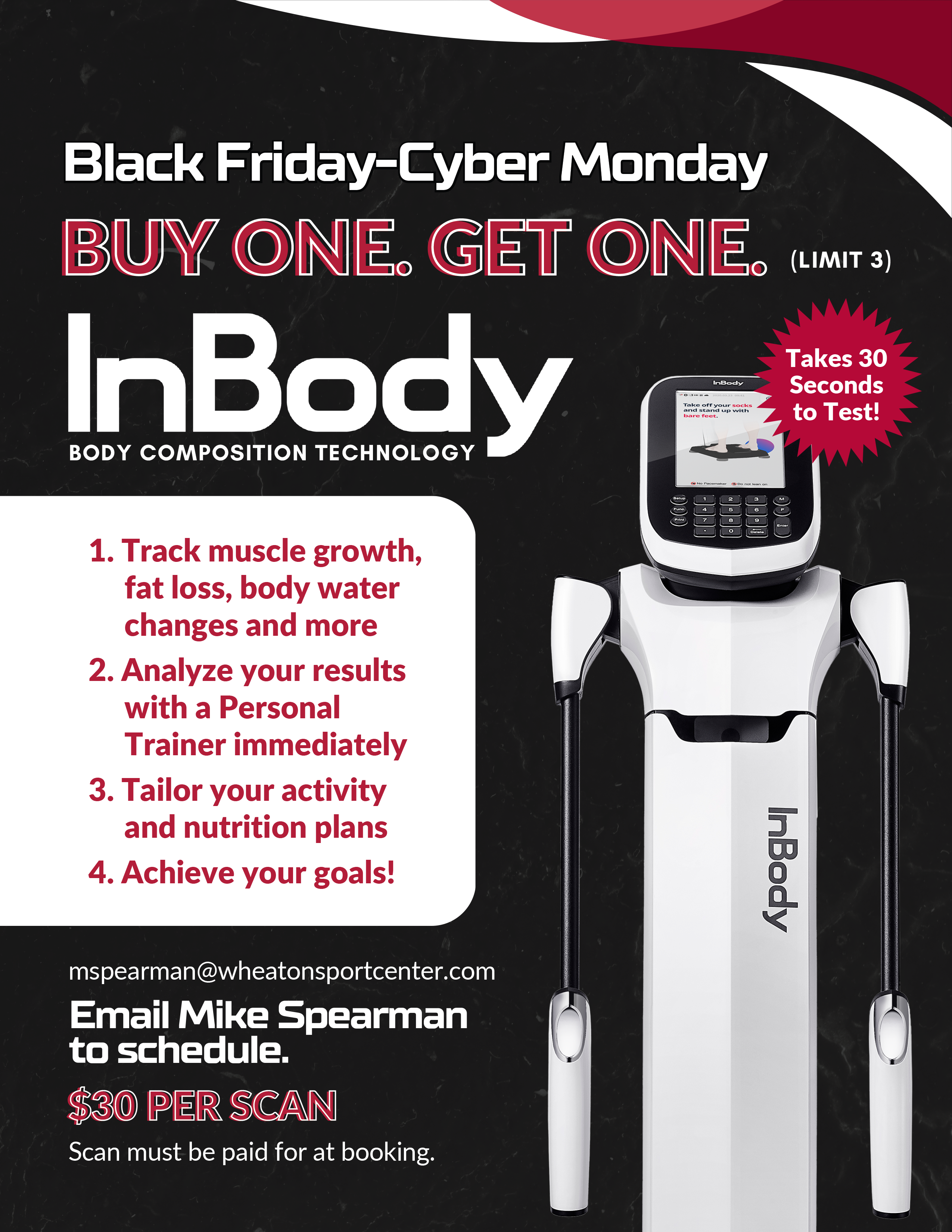 Wheaton Sport Center Fitness Black Friday InBody Scan Buy One Get One Free