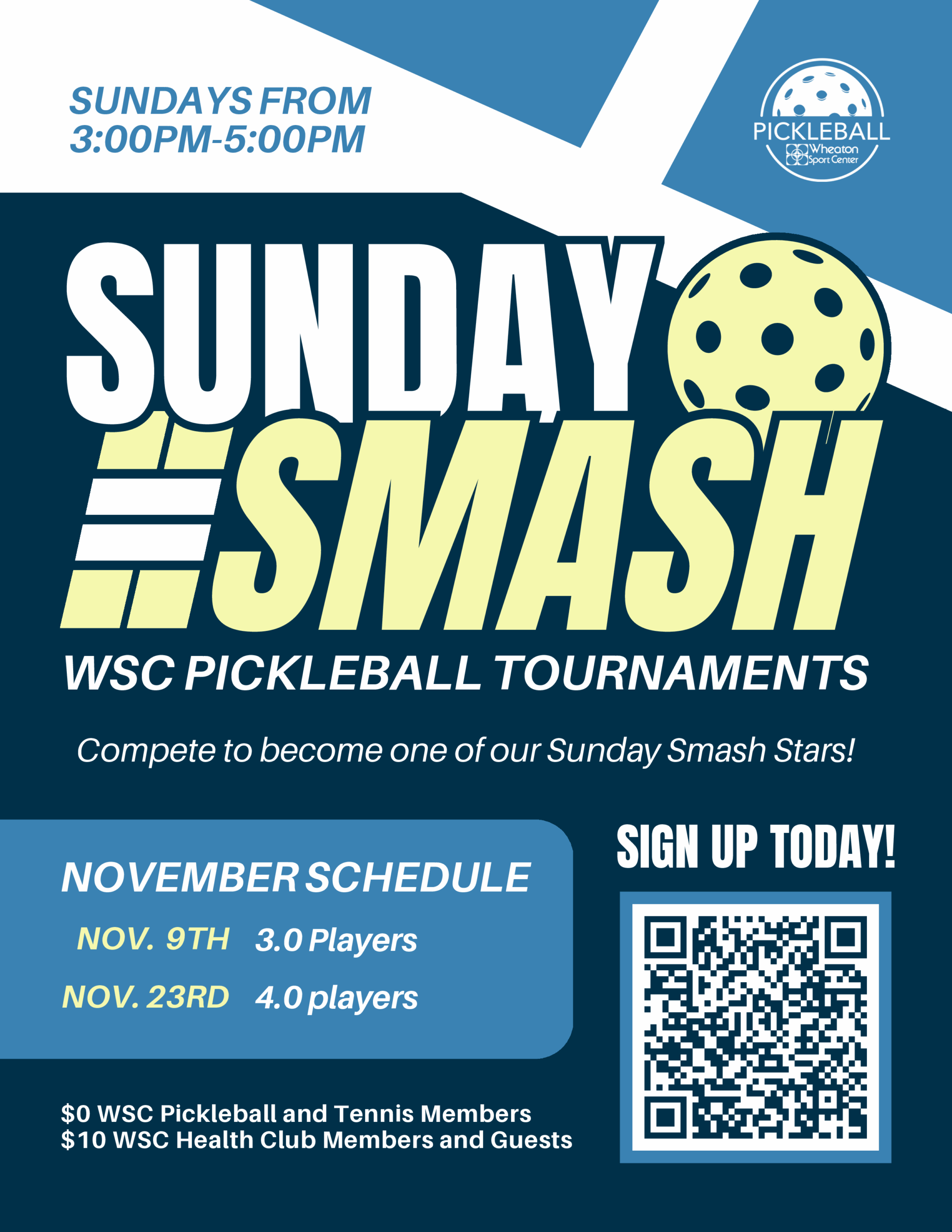 Wheaton Sport Center Pickleball Sunday Smash November Tournaments