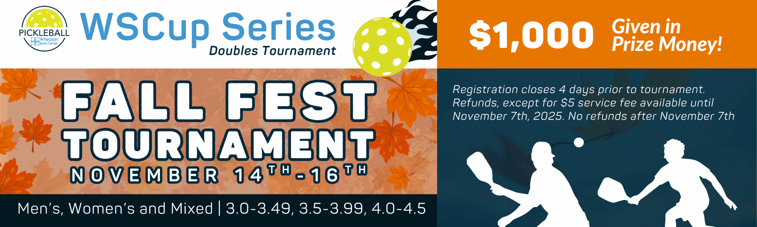 Wheaton Sport Center Pickleball Tournament Nov 14-16