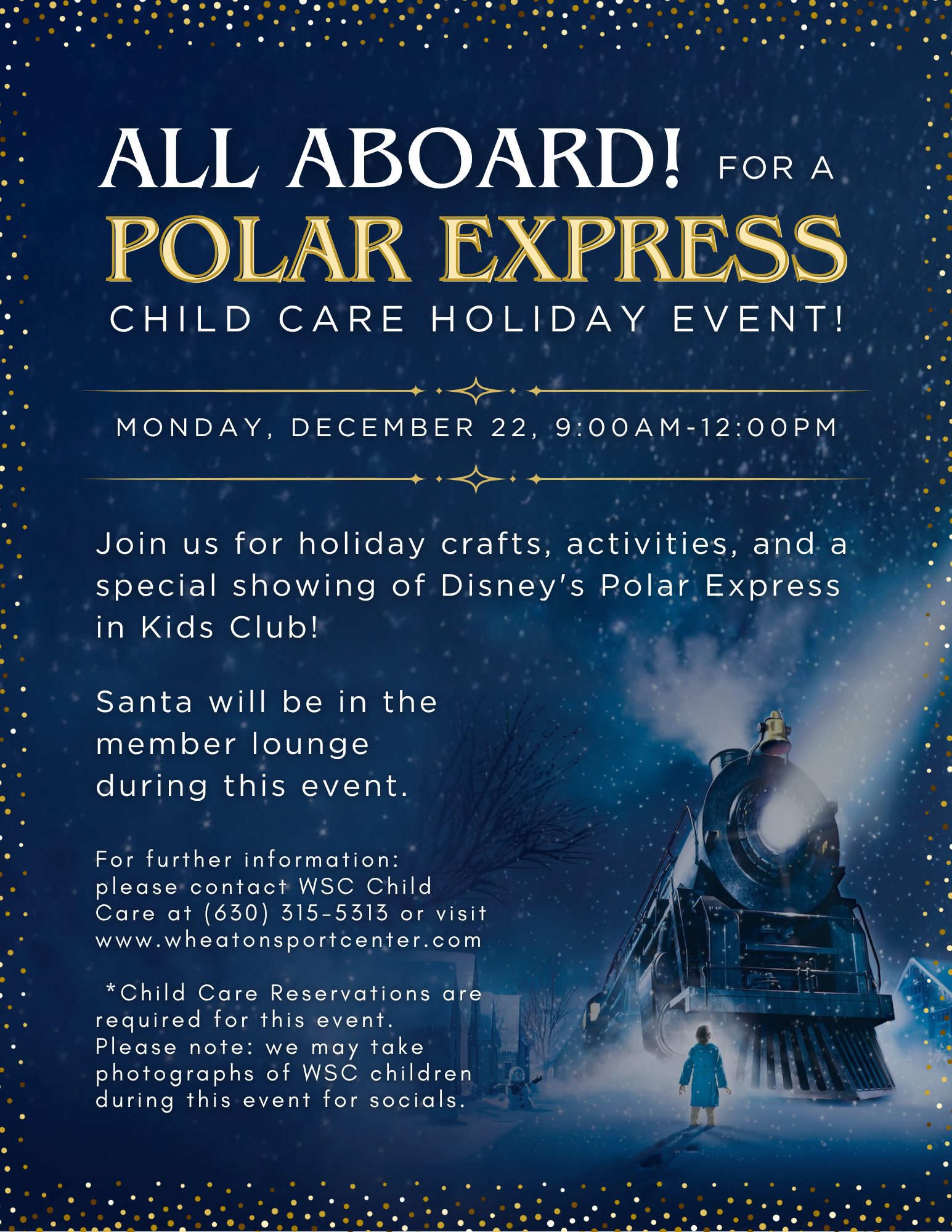 Wheaton Sport Center Child care Polar Express