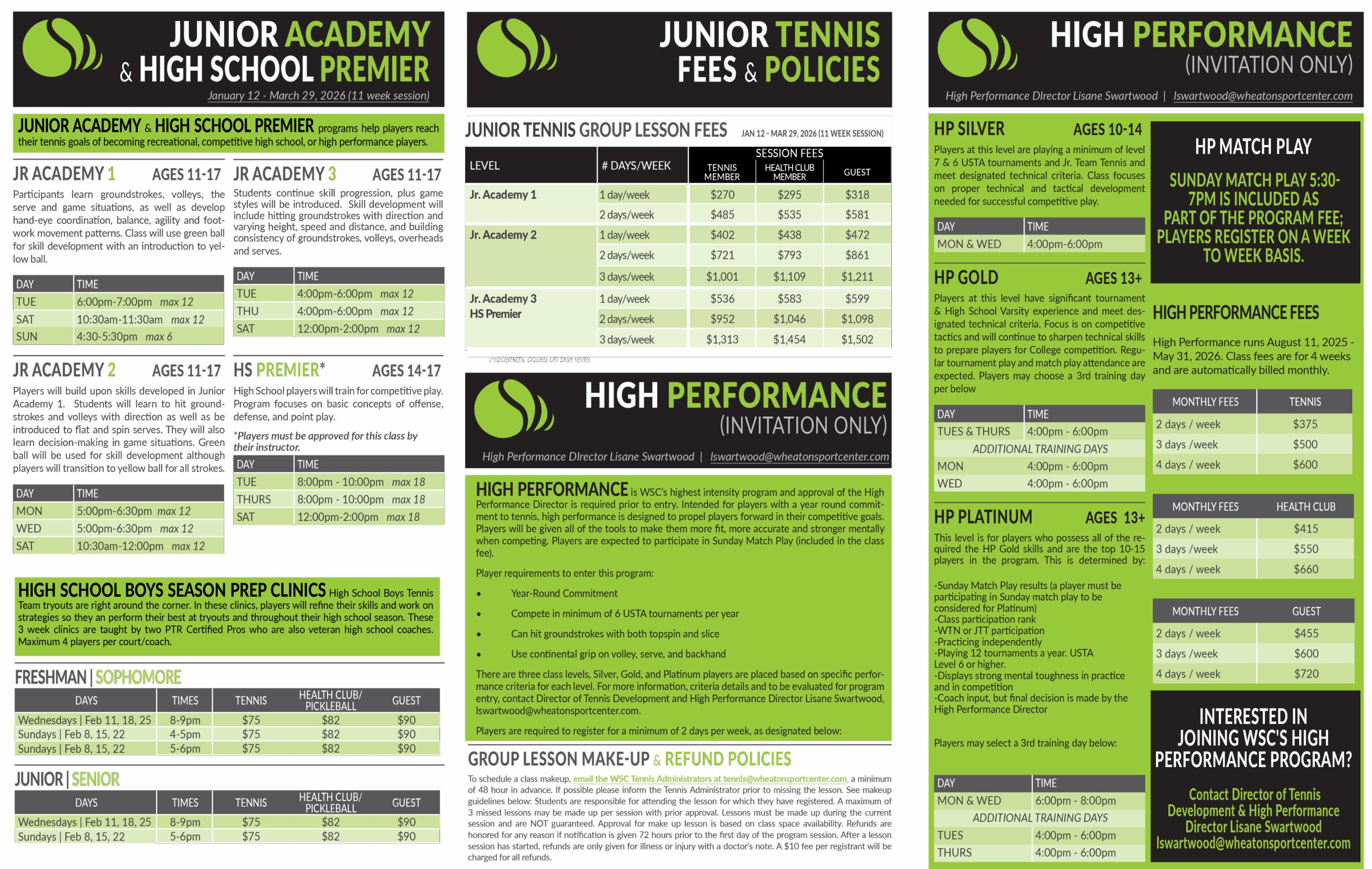 Wheaton Sport Center Junior Tennis Winter 2 2026
