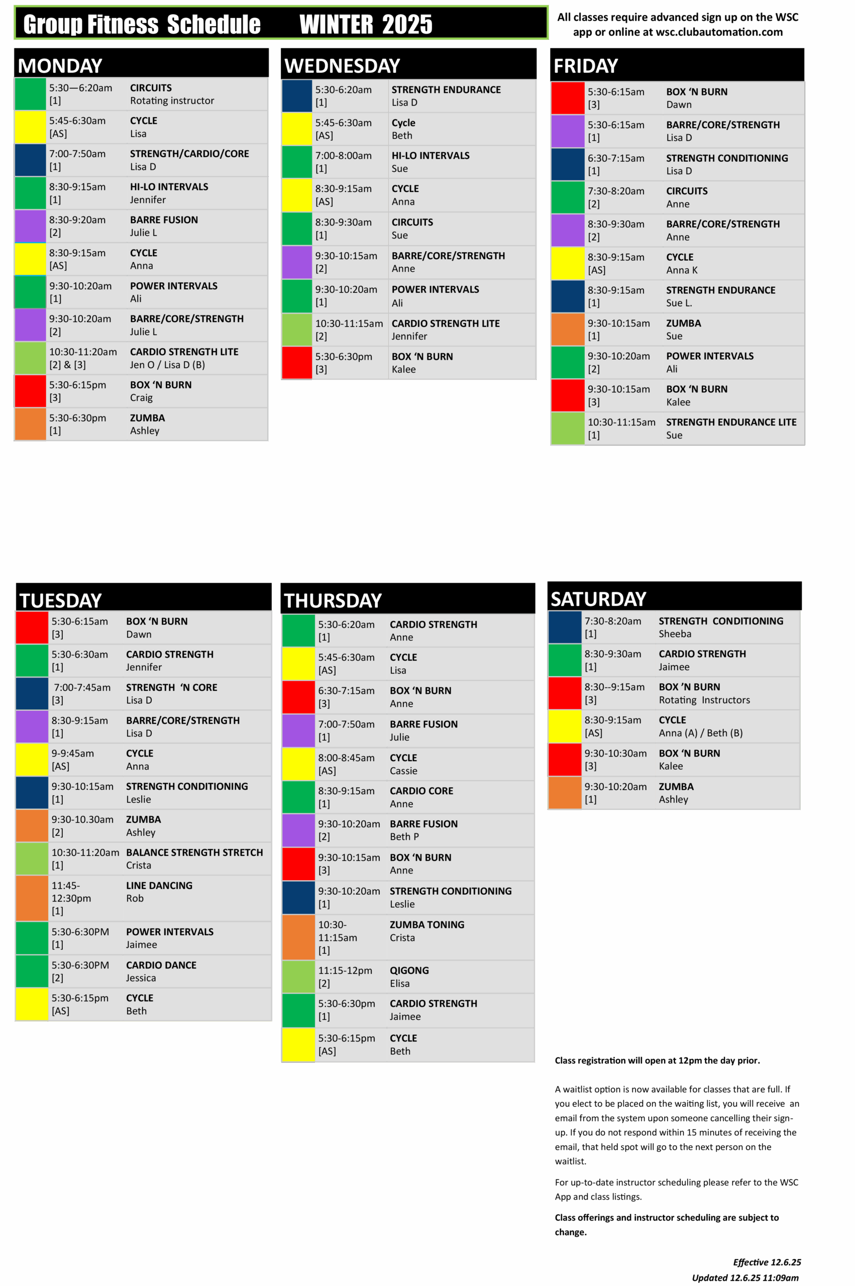 Wheaton Sport Center GROUP FITNESS FALL 2025 10.6
