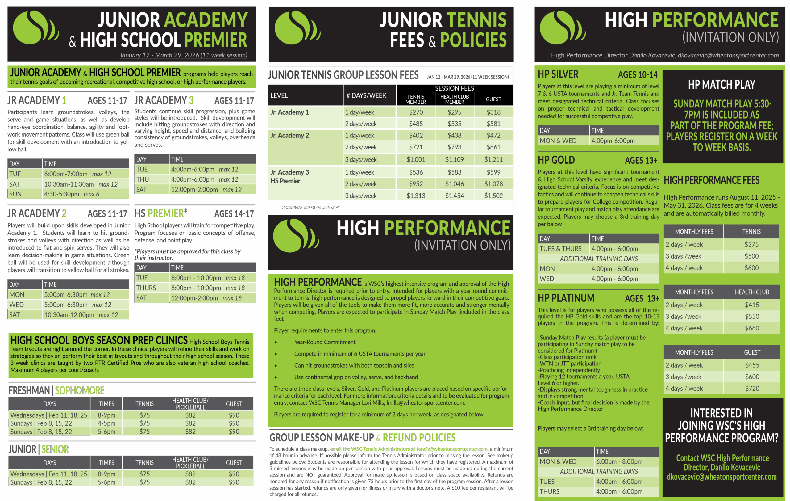Wheaton Sport Center Junior Tennis Winter 2 1.13.26