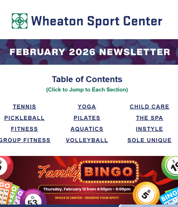 Wheaton Sport Center Newsletter February 2026