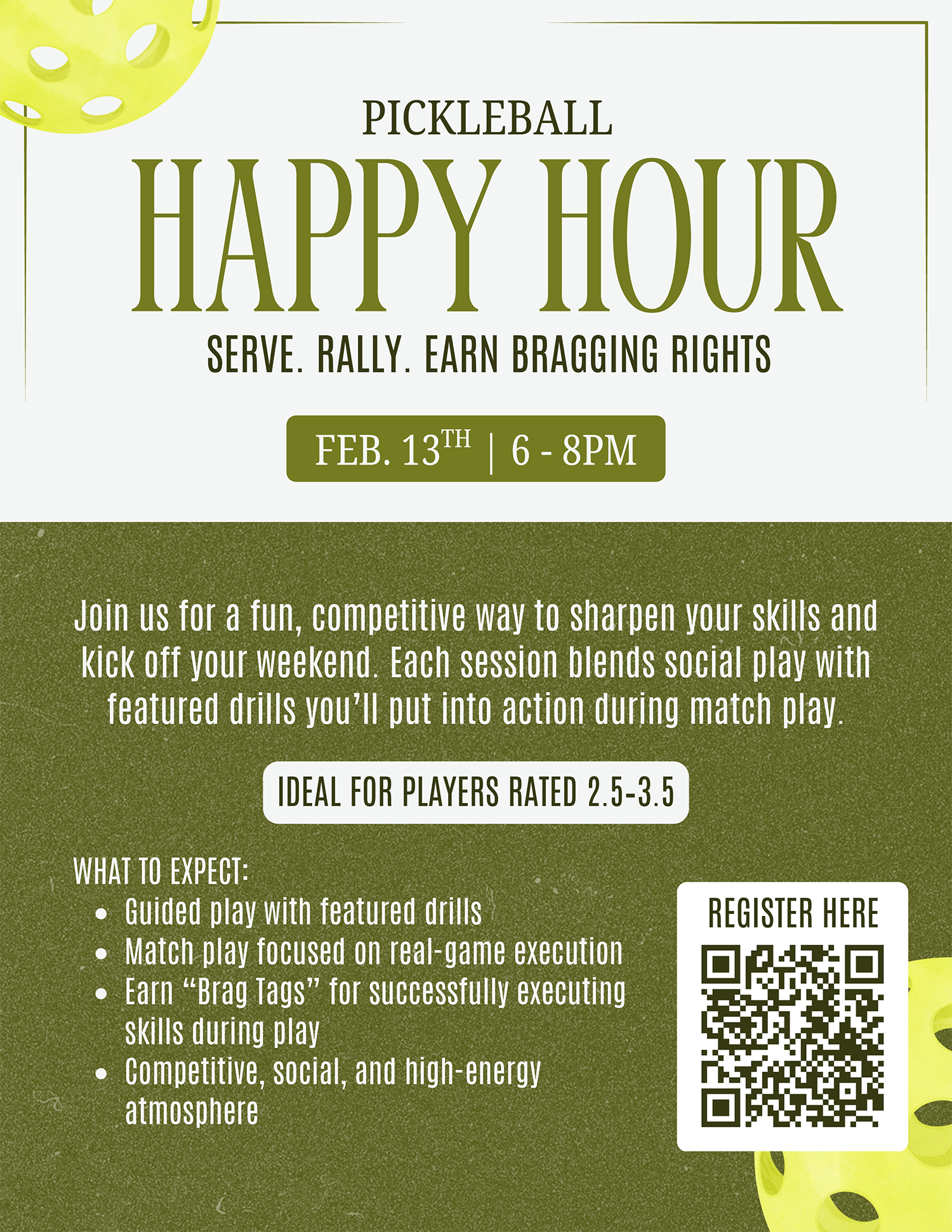 Wheaton Sport Center Pickleball Promos Happy Hour Feb 13.26