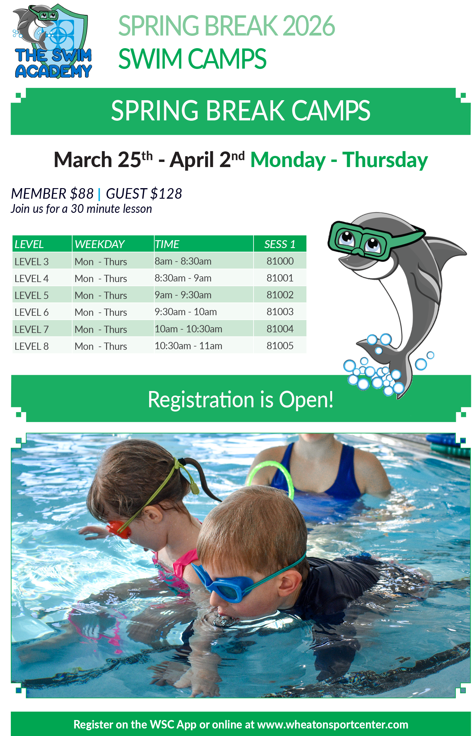 Wheaton Sport Center 2026 Aquatics Spring Break