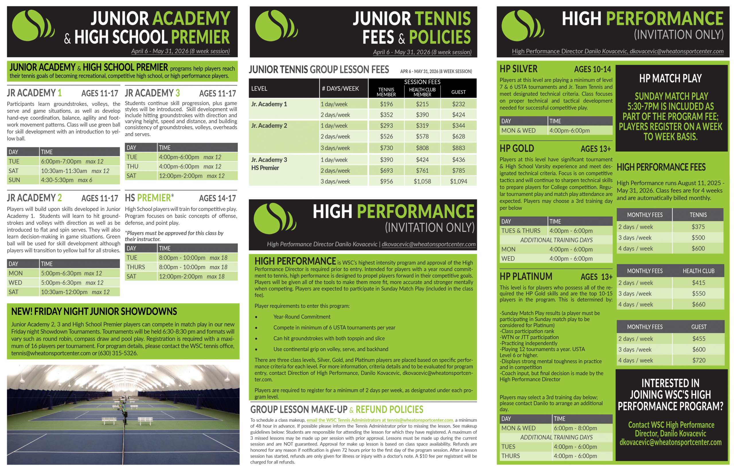 Wheaton Sport Center Junior Tennis Spring 2026