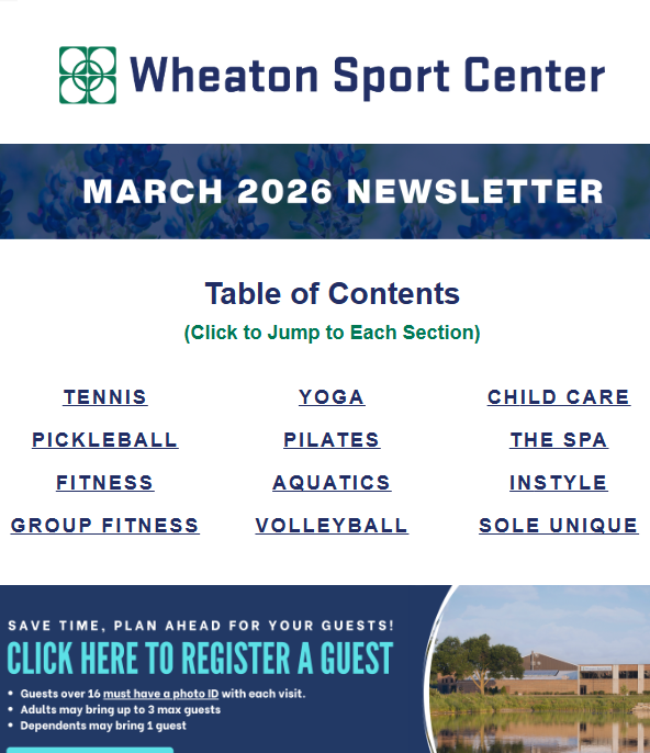 Wheaton Sport Center March 2026 Newsletter