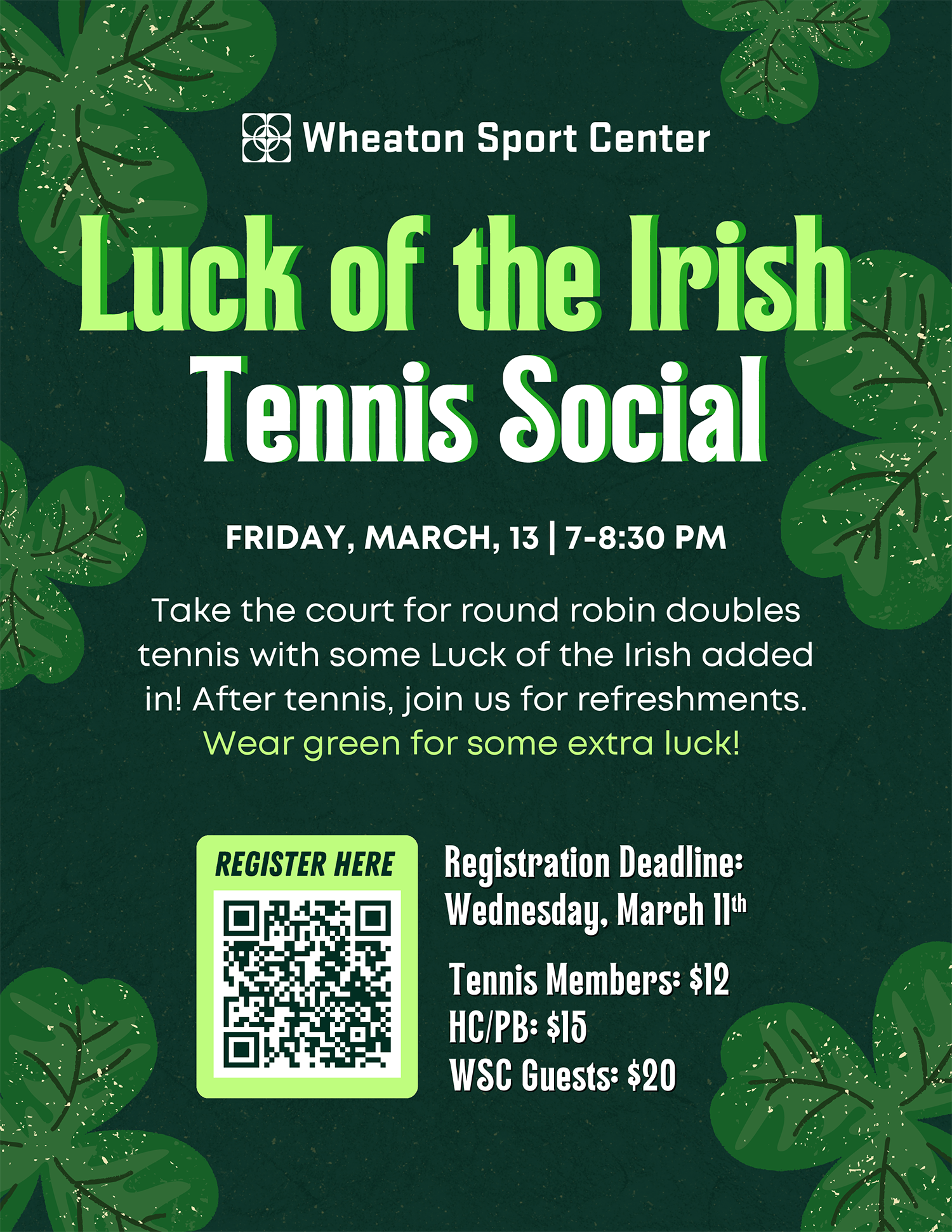 Wheaton Sport Center Tennis Social March 2026