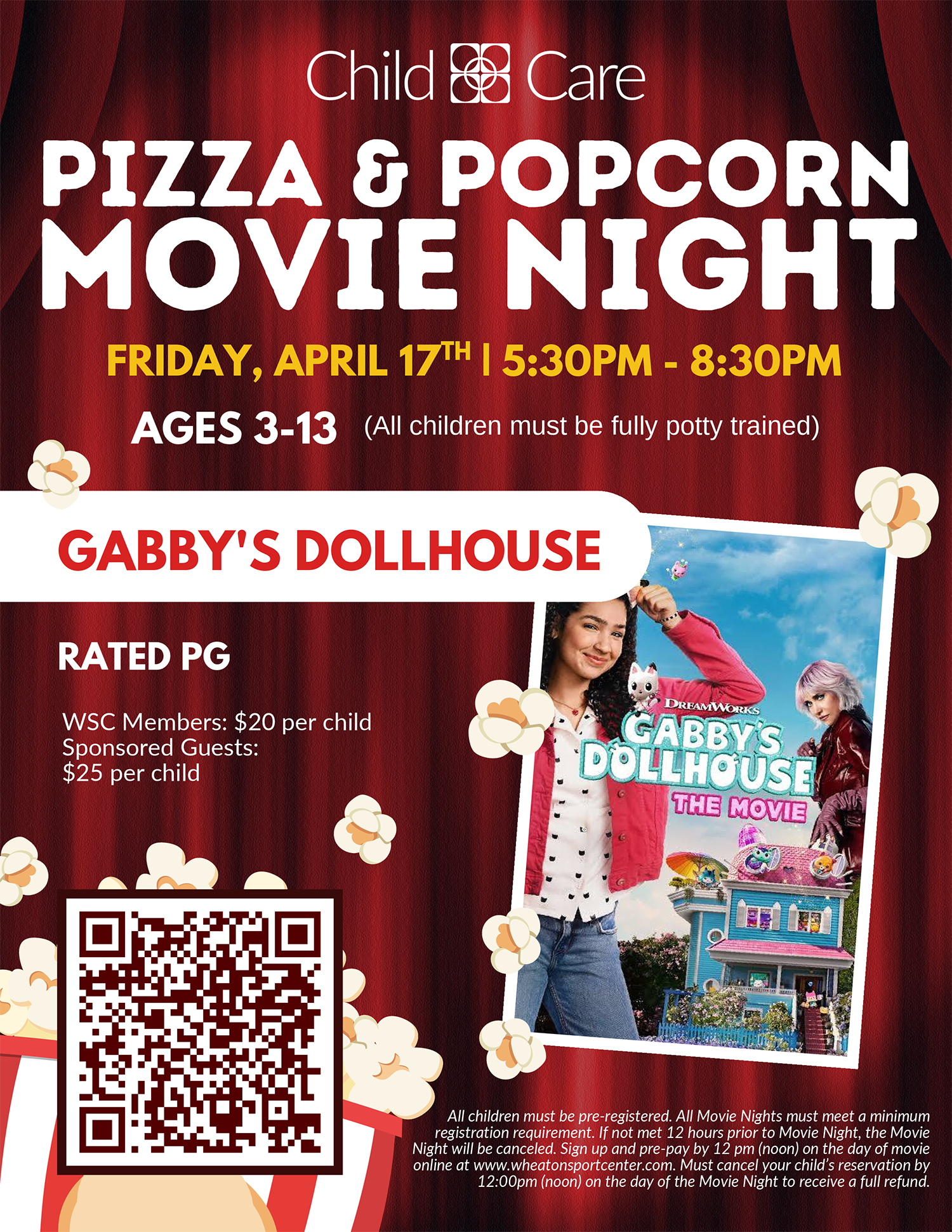 Wheaton Sport Center Child Care April 17 Movie Night Gabbys Dollhouse