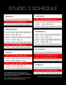 Wheaton Sport Center Studio 3 schedule 3.13