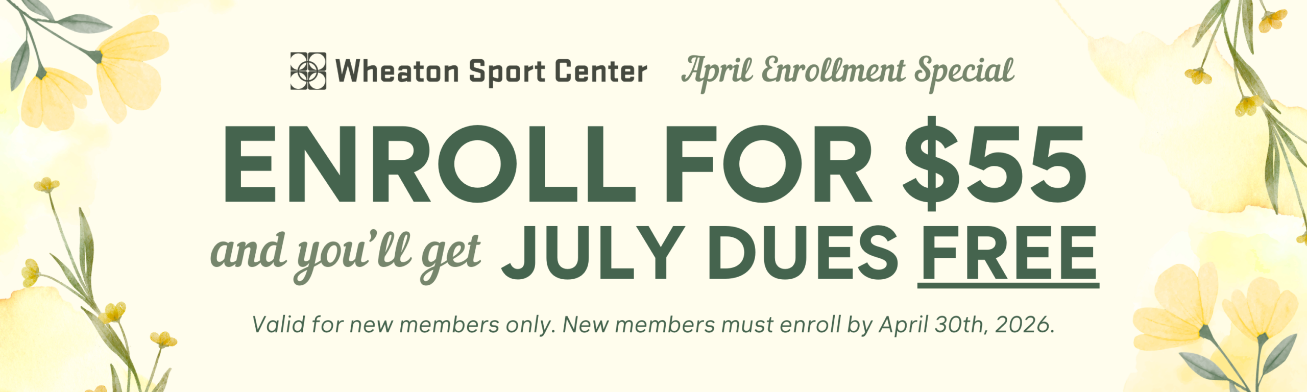 Wheaton Sport Center April Enrollment 2026