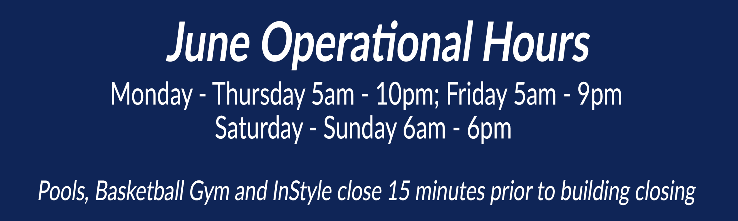 Wheaton Sport Center June Club Operational Hours