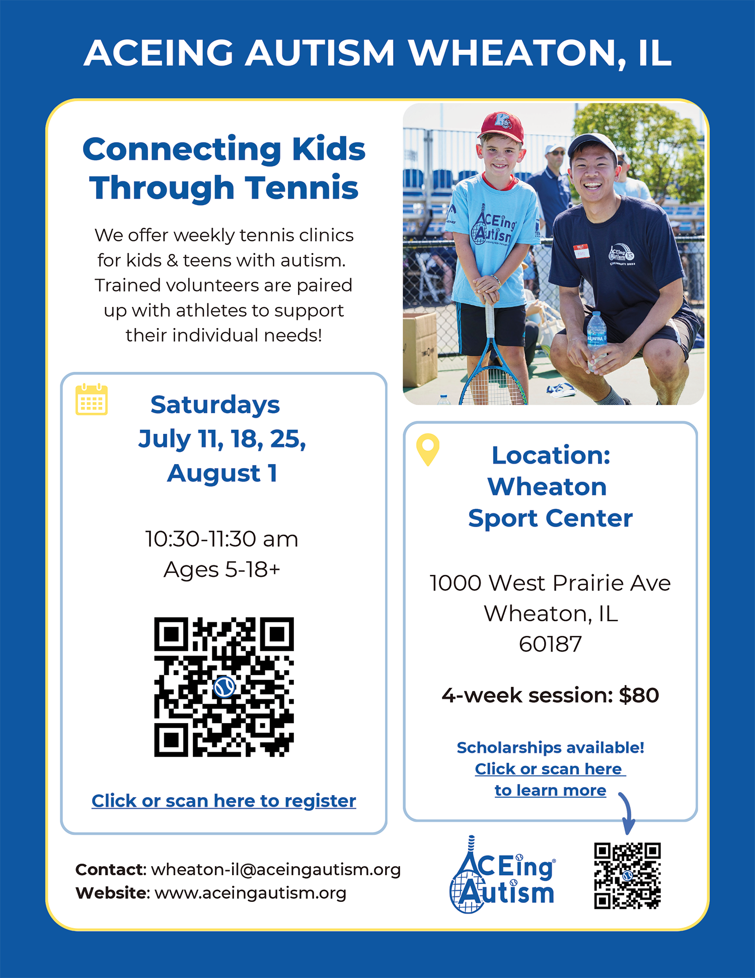 Wheaton Sport Center Aceing Autism Participant Flyer Summer 2026