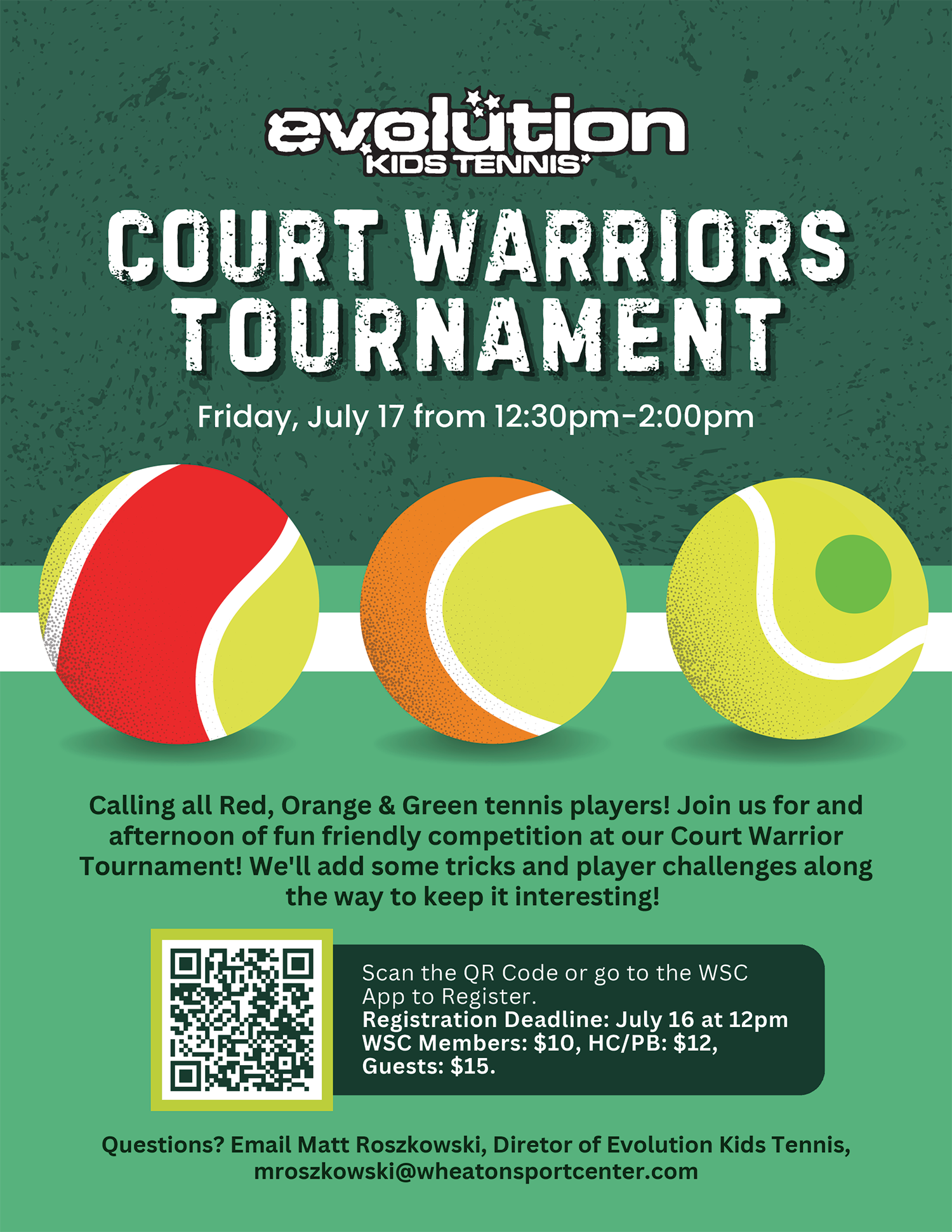 Wheaton Sport Center Tennis Evolution Court Warriors July 17