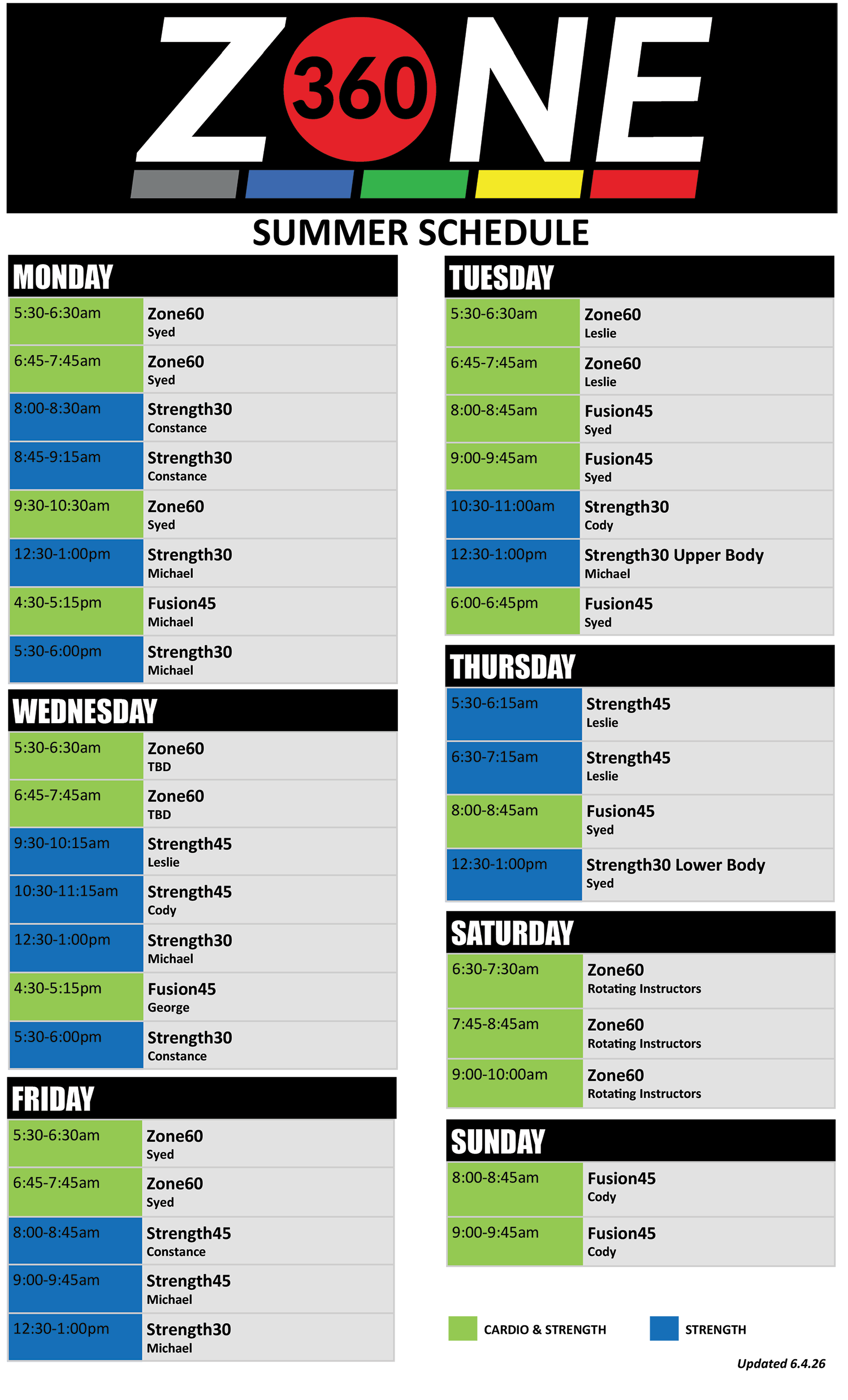 Wheaton Sport Center ZONE360 Schedule 2026 Summer 6.4