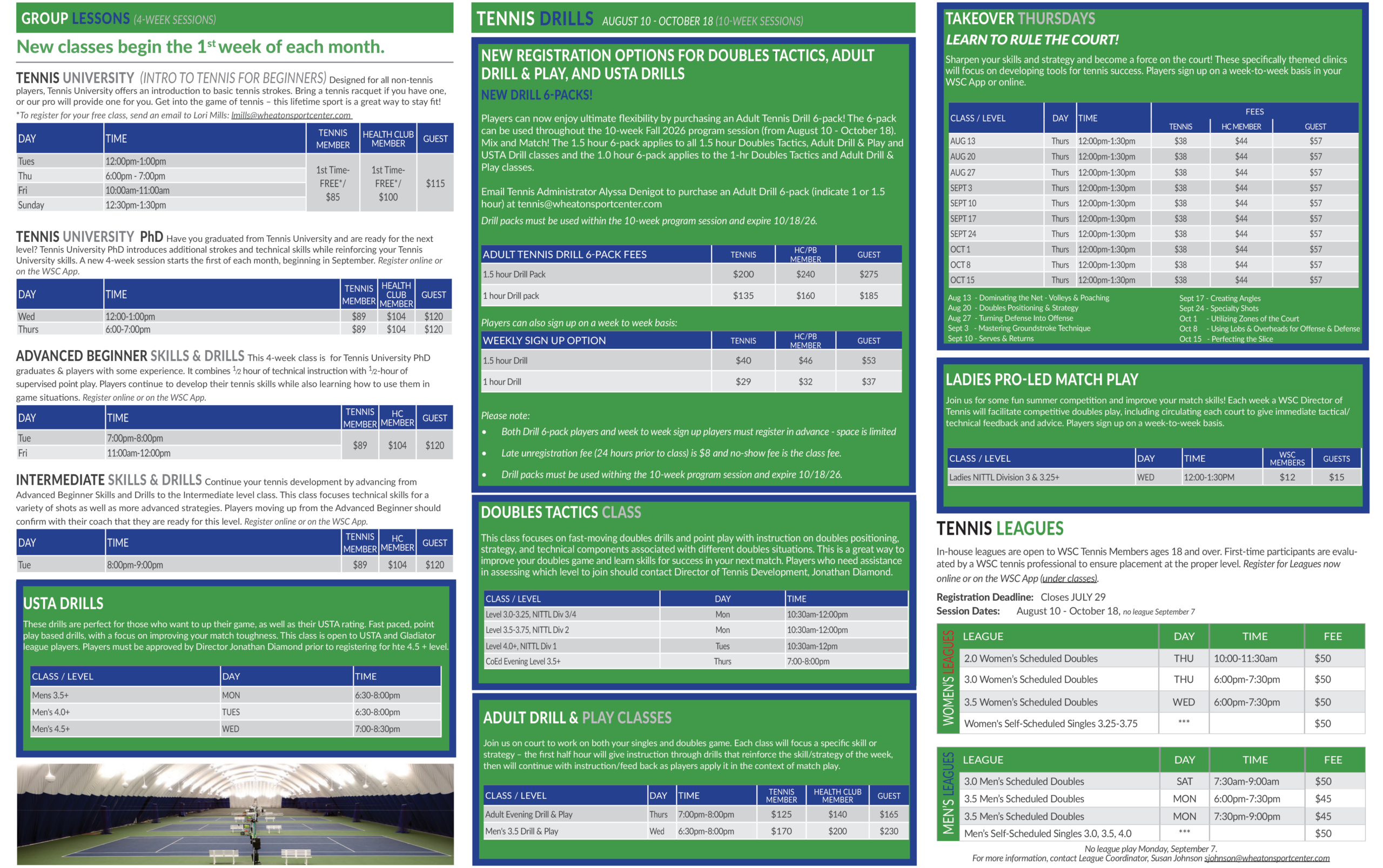 Wheaton Sport Center 2026 Adult Tennis - Fall