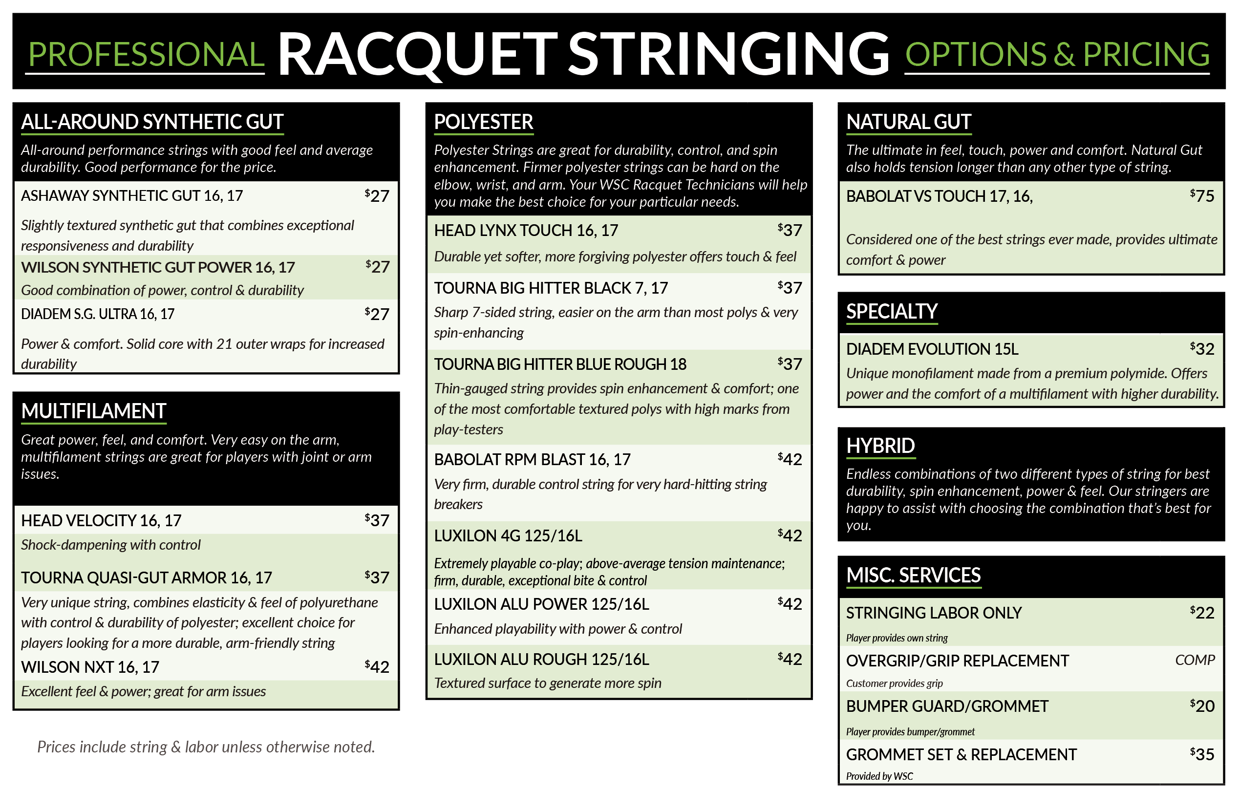 Wheaton Sport Center Professional Racquet Stringing 2024 2